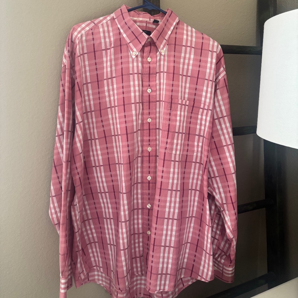 Burberry shirt XL pink with red and white stripes